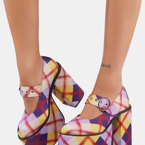 Delia*S x Dollskill plaid chunky platform mary janes